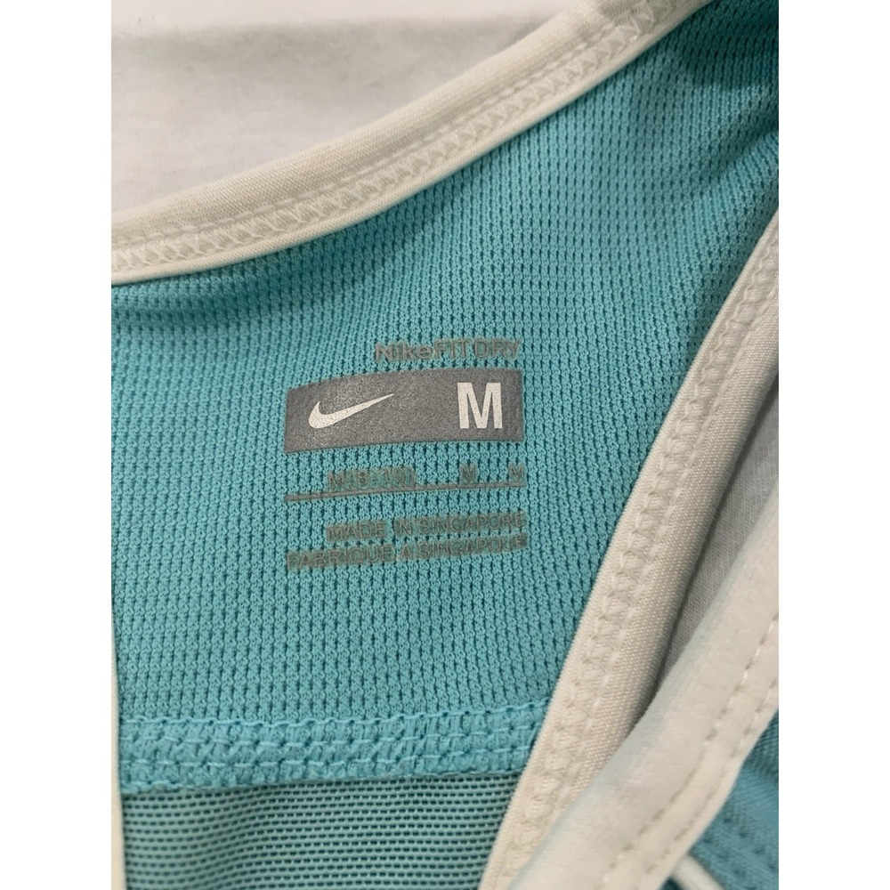 Nike Fit Dry Athletic Tank Top Teal Blue Grey Mesh Panel Racerback Sz M Gorpcore - Picture 6 of 8